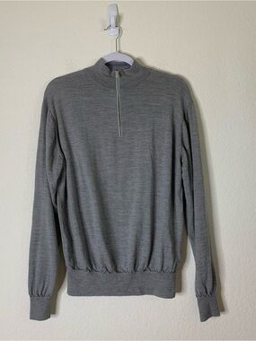 Peter Millar Mens gray merino wool/silk long sleeve 1/4 zip sweatshirt XL